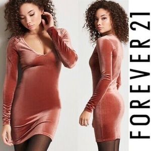 Mauve velvet bodycon mini dress